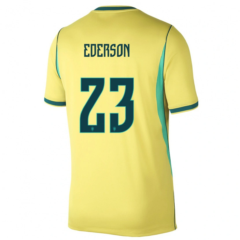 Danxen Niño Camiseta Brasil Ederson #23 Amarillo Verde 1ª Equipación 26-28 La Camisa México