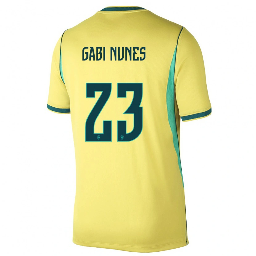Danxen Niño Camiseta Brasil Gabi Nunes #23 Amarillo Verde 1ª Equipación 26-28 La Camisa México