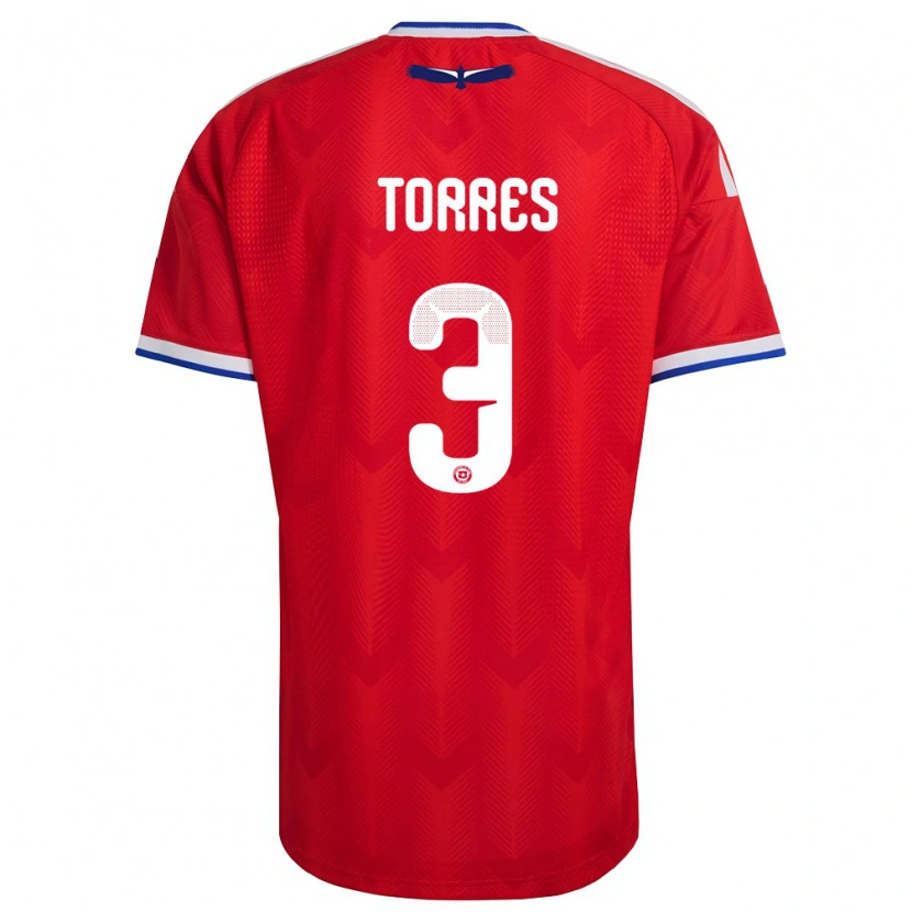 Danxen Niño Camiseta Chile Bruno Torres #3 Rojo Blanco Azul 1ª Equipación 26-28 La Camisa México