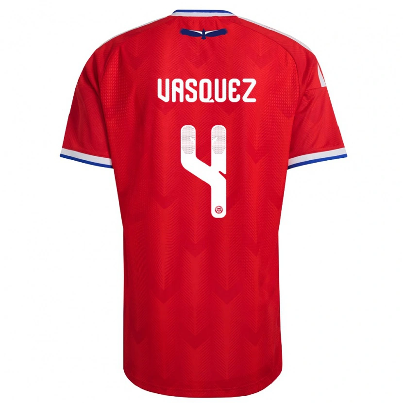Danxen Niño Camiseta Chile Matías Vásquez #4 Rojo Blanco Azul 1ª Equipación 26-28 La Camisa México