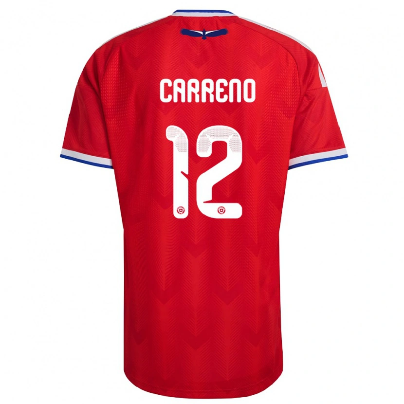 Danxen Niño Camiseta Chile Diego Carreño #12 Rojo Blanco Azul 1ª Equipación 26-28 La Camisa México