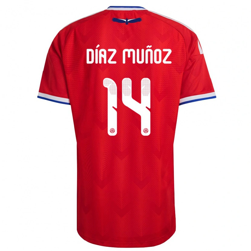 Danxen Niño Camiseta Chile Cristian Díaz Muñoz #14 Rojo Blanco Azul 1ª Equipación 26-28 La Camisa México