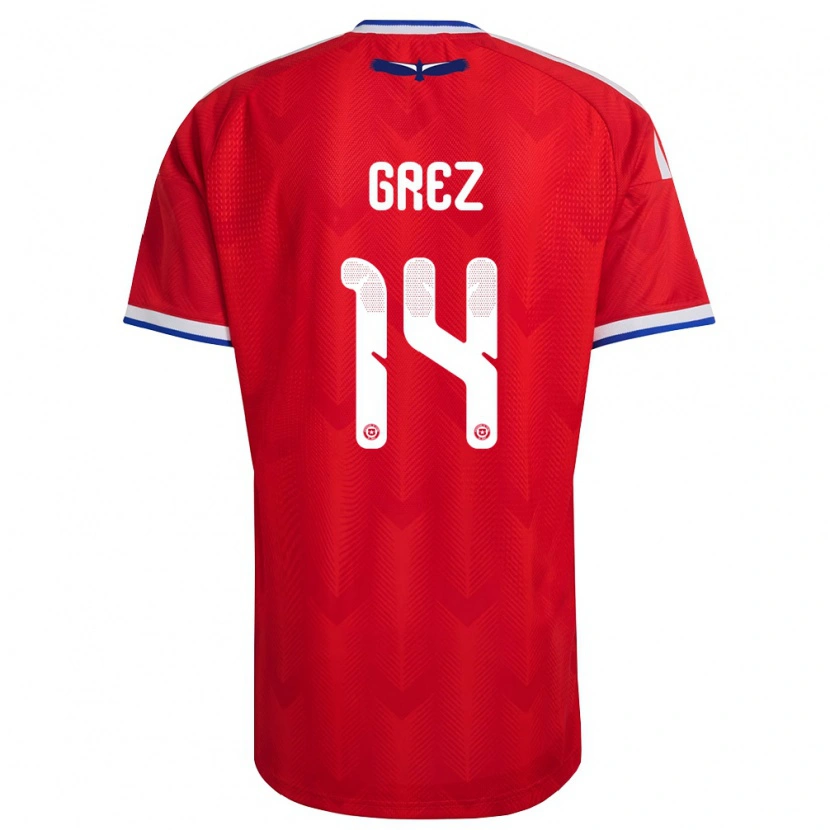 Danxen Niño Camiseta Chile Javiera Grez #14 Rojo Blanco Azul 1ª Equipación 26-28 La Camisa México