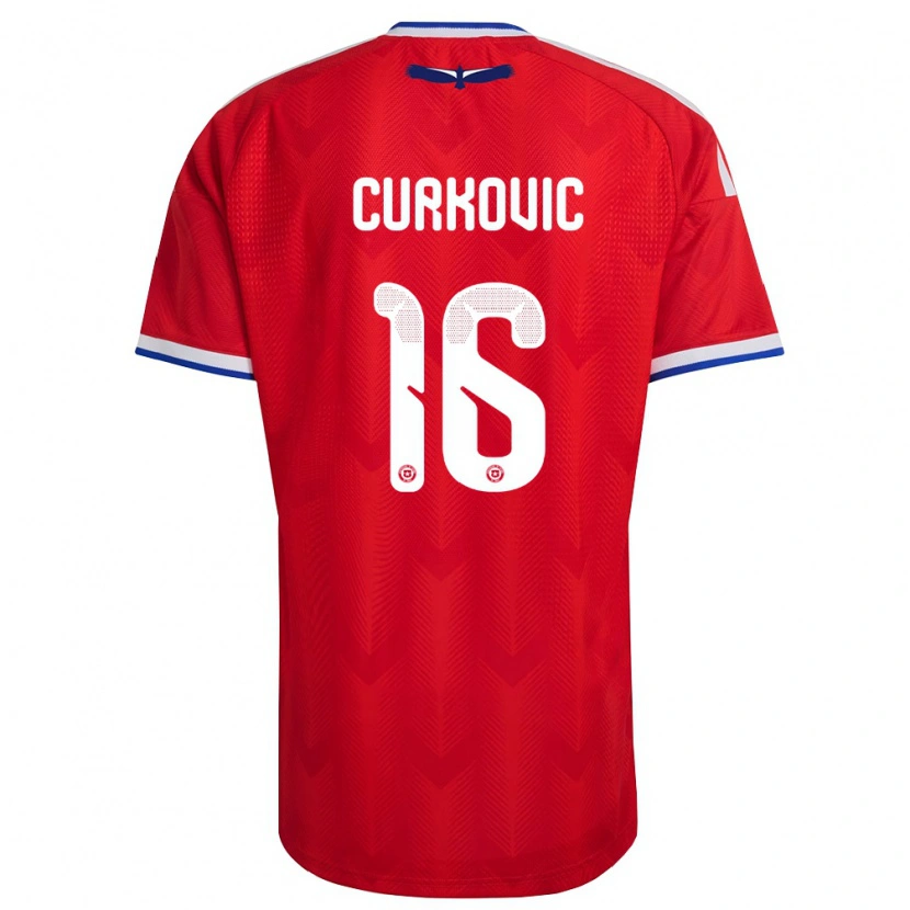 Danxen Niño Camiseta Chile Andro Curkovic #16 Rojo Blanco Azul 1ª Equipación 26-28 La Camisa México