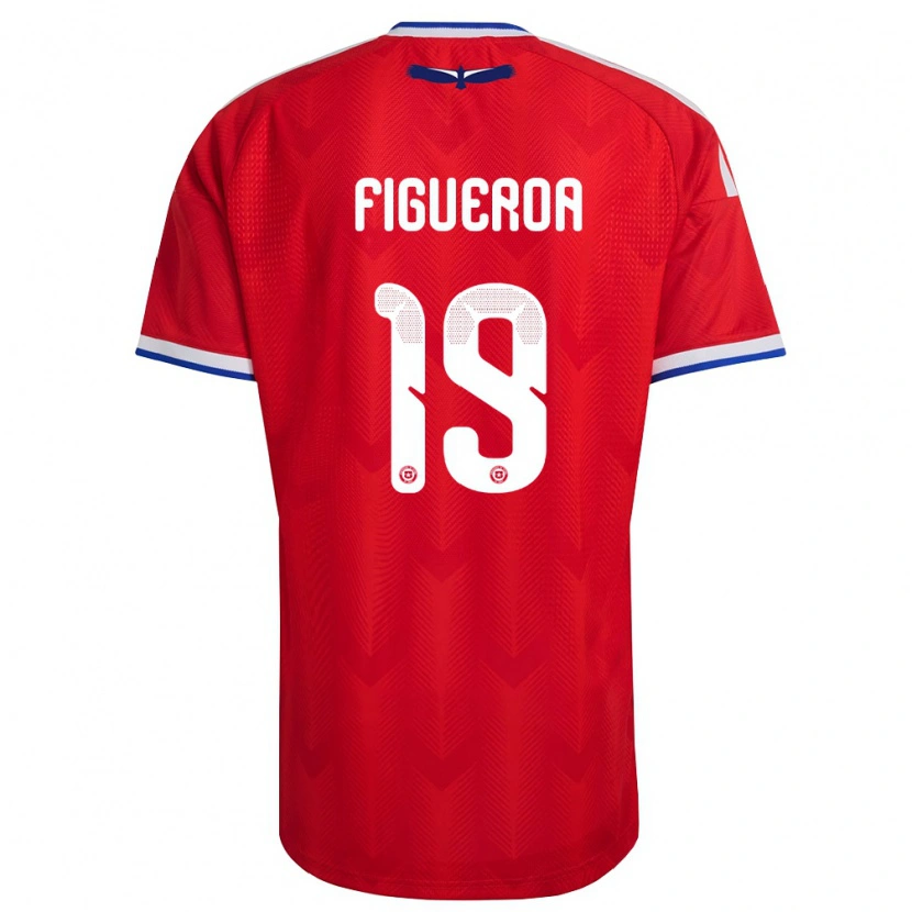 Danxen Niño Camiseta Chile Catalina Figueroa #19 Rojo Blanco Azul 1ª Equipación 26-28 La Camisa México
