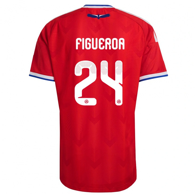 Danxen Niño Camiseta Chile Ámbar Figueroa #24 Rojo Blanco Azul 1ª Equipación 26-28 La Camisa México