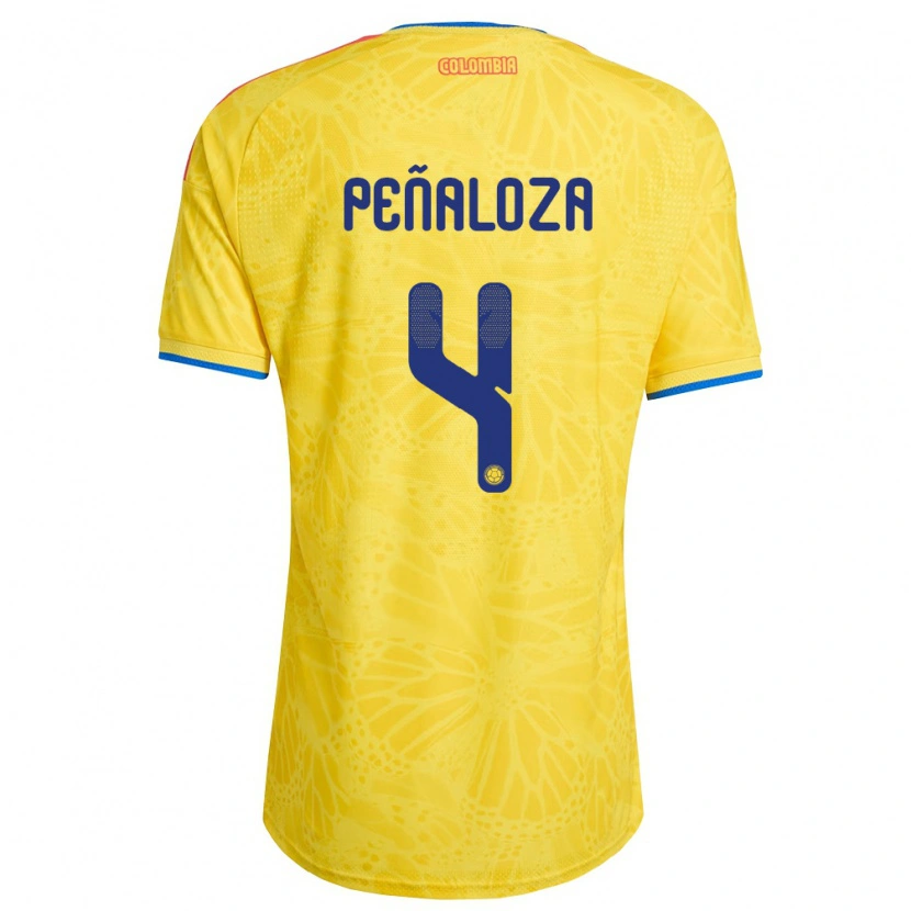 Danxen Niño Camiseta Colombia Jesús Peñaloza #4 Amarillo Azul Rojo 1ª Equipación 26-28 La Camisa México
