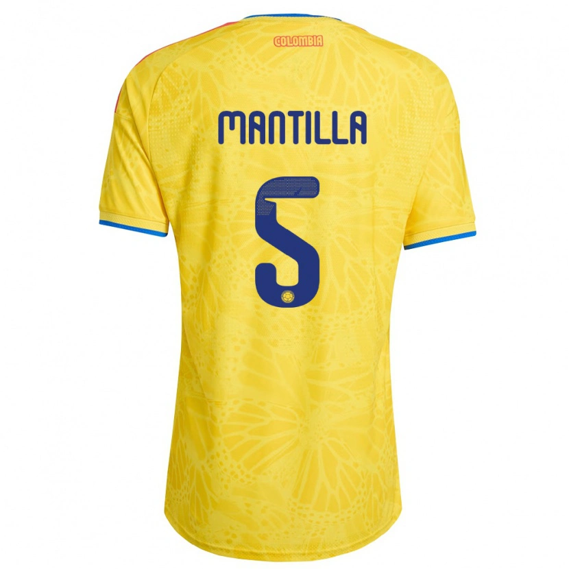 Danxen Niño Camiseta Colombia Kevin Mantilla #5 Amarillo Azul Rojo 1ª Equipación 26-28 La Camisa México