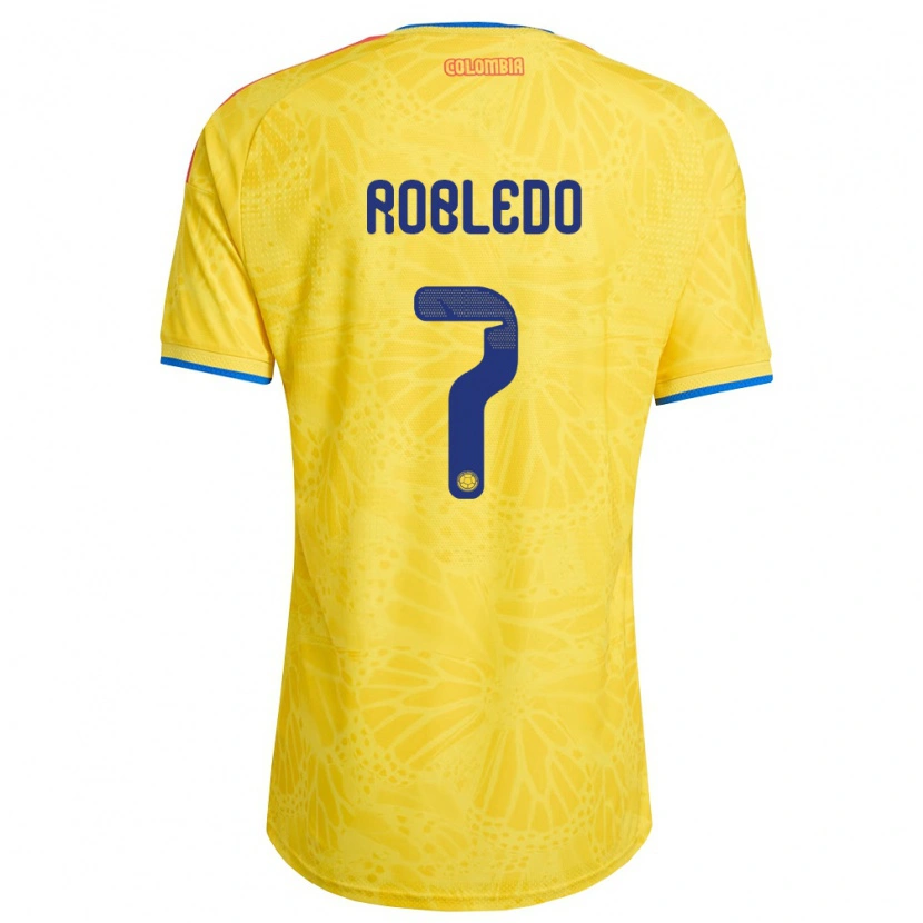 Danxen Niño Camiseta Colombia Gisela Robledo #7 Amarillo Azul Rojo 1ª Equipación 26-28 La Camisa México