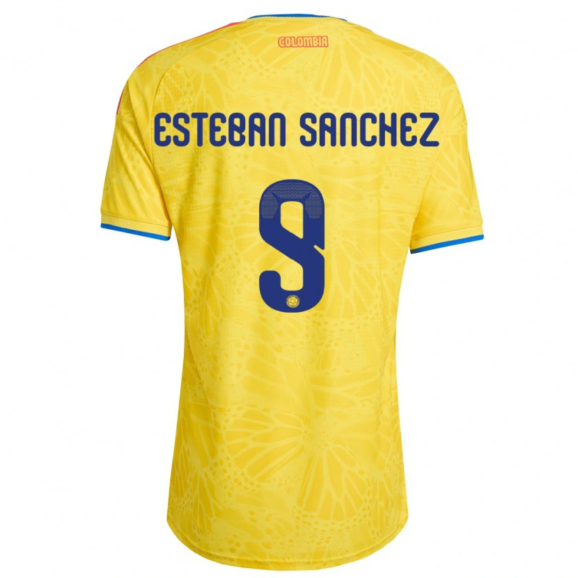 Danxen Niño Camiseta Colombia Juan Esteban Sánchez #9 Amarillo Azul Rojo 1ª Equipación 26-28 La Camisa México