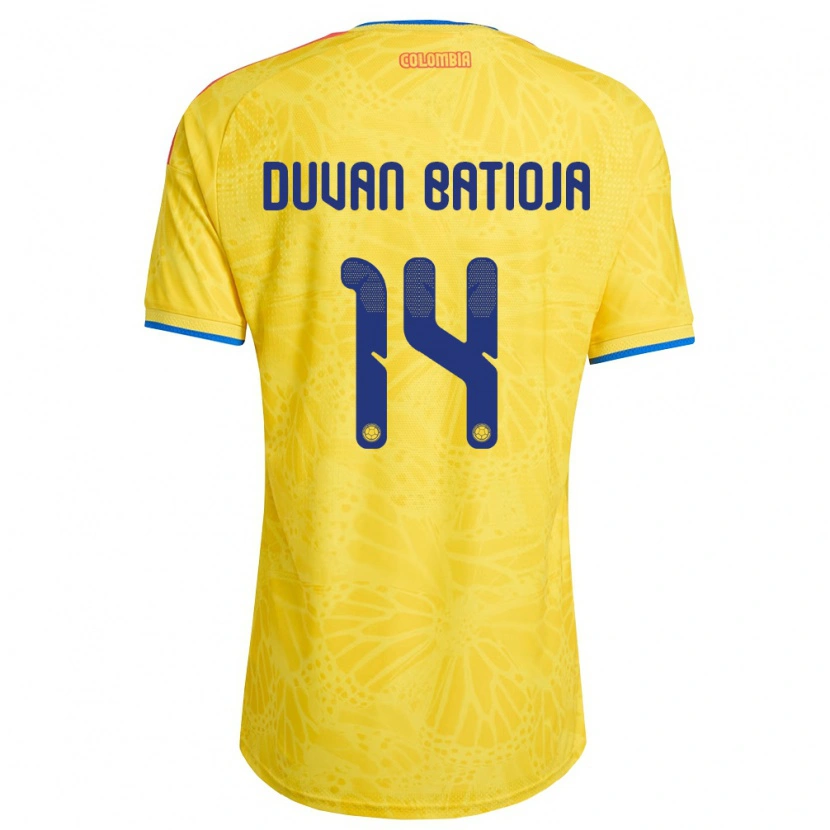 Danxen Niño Camiseta Colombia Andy Duván Batioja #14 Amarillo Azul Rojo 1ª Equipación 26-28 La Camisa México