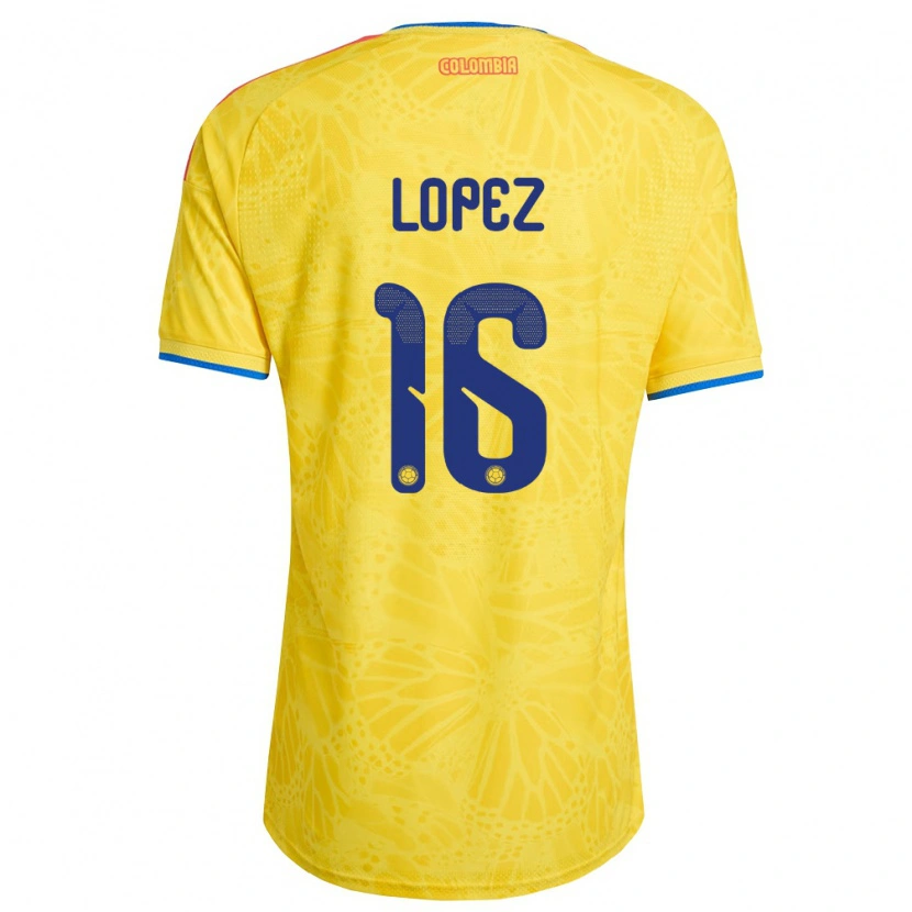 Danxen Niño Camiseta Colombia William López #16 Amarillo Azul Rojo 1ª Equipación 26-28 La Camisa México