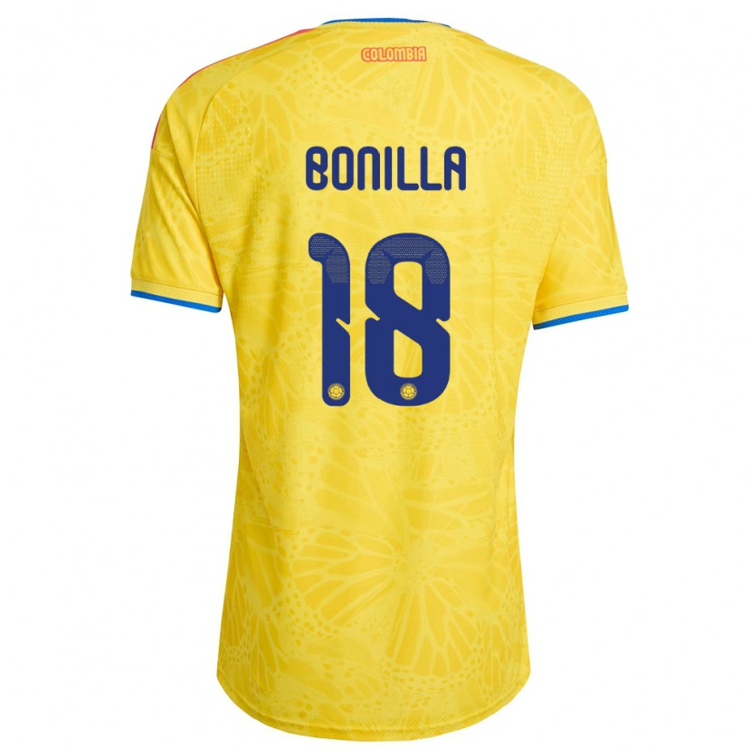 Danxen Niño Camiseta Colombia Wendy Bonilla #18 Amarillo Azul Rojo 1ª Equipación 26-28 La Camisa México