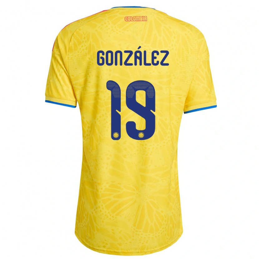 Danxen Niño Camiseta Colombia Kener González #19 Amarillo Azul Rojo 1ª Equipación 26-28 La Camisa México