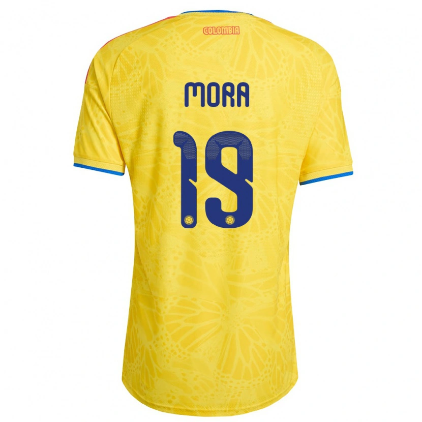 Danxen Niño Camiseta Colombia Ángel Mora #19 Amarillo Azul Rojo 1ª Equipación 26-28 La Camisa México