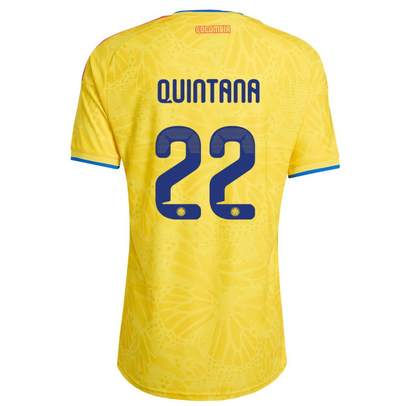 Danxen Niño Camiseta Colombia Breiner Quintana #22 Amarillo Azul Rojo 1ª Equipación 26-28 La Camisa México