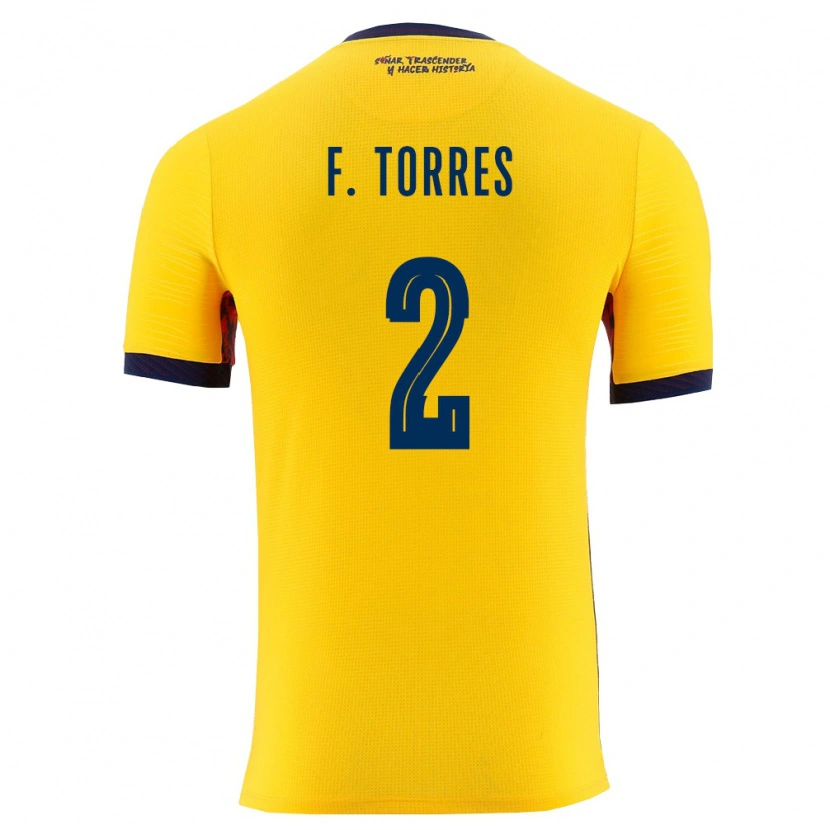 Danxen Niño Camiseta Ecuador Félix Torres #2 Amarillo Marino 1ª Equipación 26-28 La Camisa México