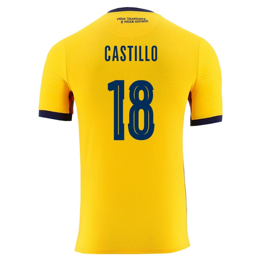 Danxen Niño Camiseta Ecuador Denil Castillo #18 Amarillo Marino 1ª Equipación 26-28 La Camisa México