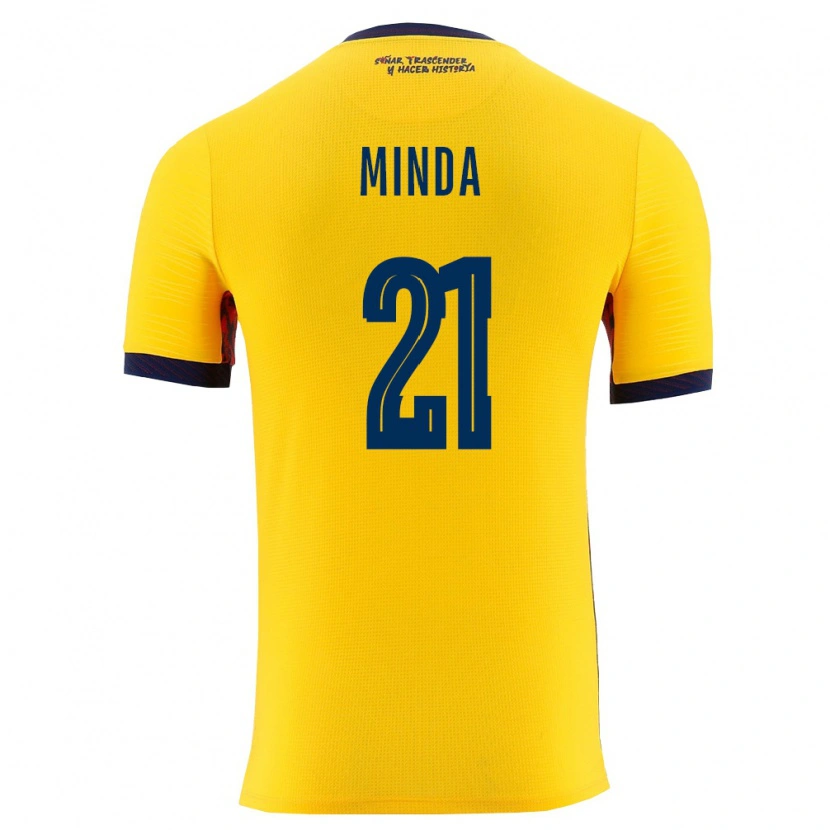 Danxen Niño Camiseta Ecuador Jhosué Minda #21 Amarillo Marino 1ª Equipación 26-28 La Camisa México