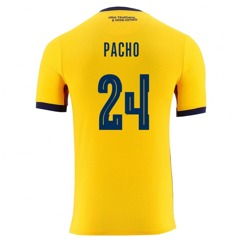 Danxen Niño Camiseta Ecuador William Pacho #24 Amarillo Marino 1ª Equipación 26-28 La Camisa México