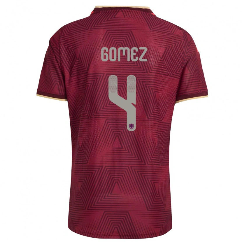 Danxen Niño Camiseta Venezuela Santiago Gómez #4 Borgoña Oro Amarillo 1ª Equipación 26-28 La Camisa México