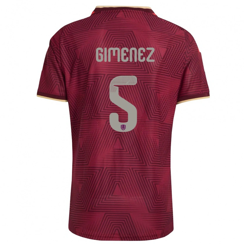 Danxen Niño Camiseta Venezuela Yenifer Giménez #5 Borgoña Oro Amarillo 1ª Equipación 26-28 La Camisa México