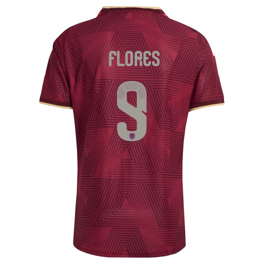 Danxen Niño Camiseta Venezuela Luis Flores #9 Borgoña Oro Amarillo 1ª Equipación 26-28 La Camisa México
