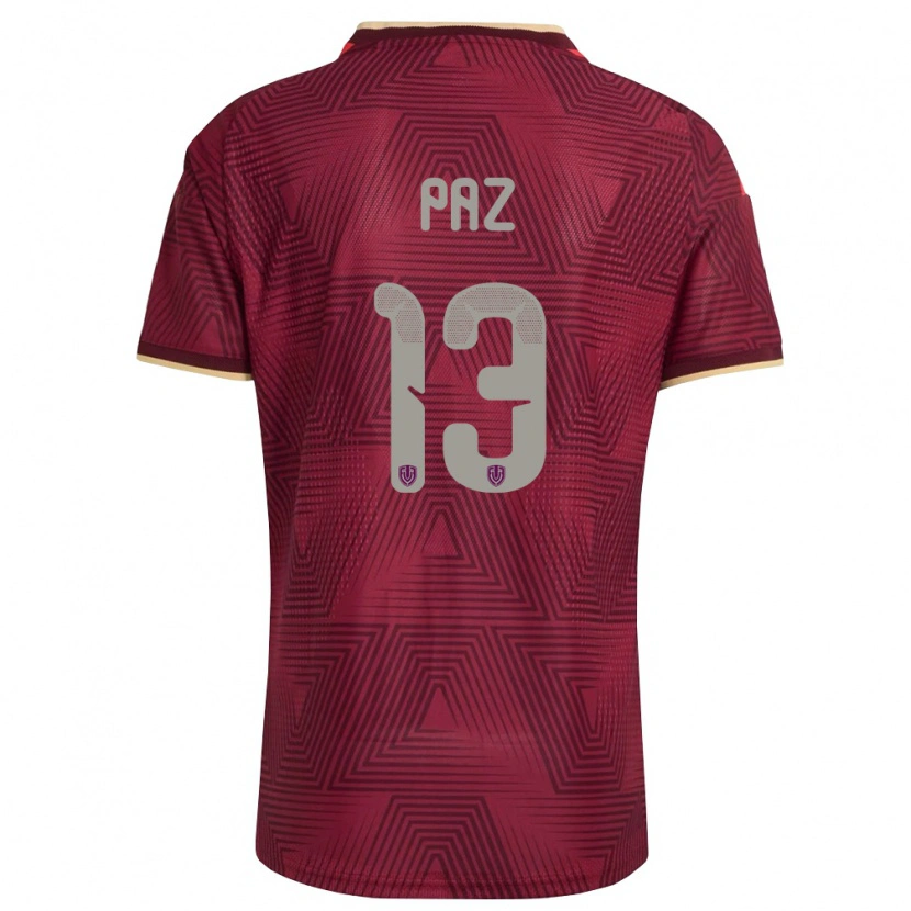 Danxen Niño Camiseta Venezuela Jesús Paz #13 Borgoña Oro Amarillo 1ª Equipación 26-28 La Camisa México