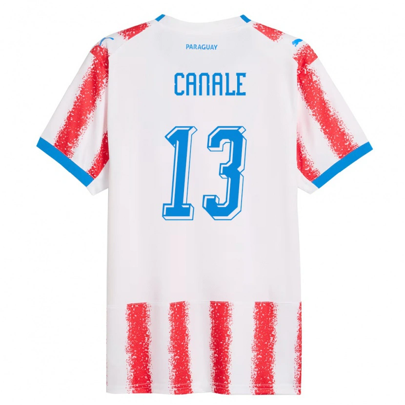 Danxen Niño Camiseta Paraguay José Canale #13 Blanco Rojo Azul 1ª Equipación 26-28 La Camisa México
