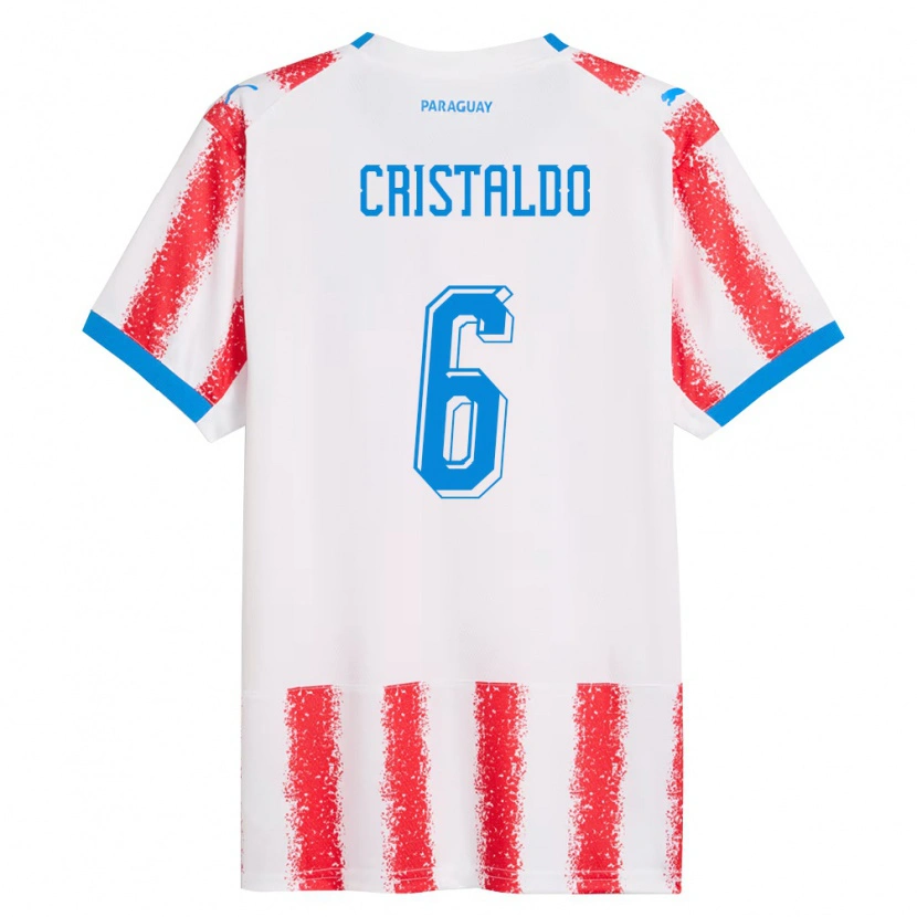 Danxen Niño Camiseta Paraguay Leo Cristaldo #6 Blanco Rojo Azul 1ª Equipación 26-28 La Camisa México