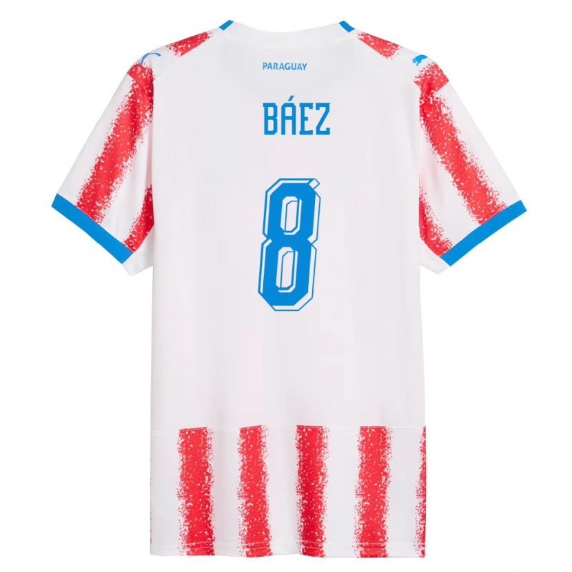 Danxen Niño Camiseta Paraguay Santiago Báez #8 Blanco Rojo Azul 1ª Equipación 26-28 La Camisa México