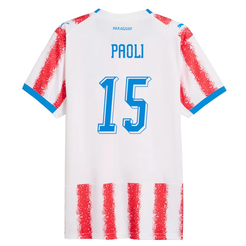 Danxen Niño Camiseta Paraguay Gadiel Paoli #15 Blanco Rojo Azul 1ª Equipación 26-28 La Camisa México