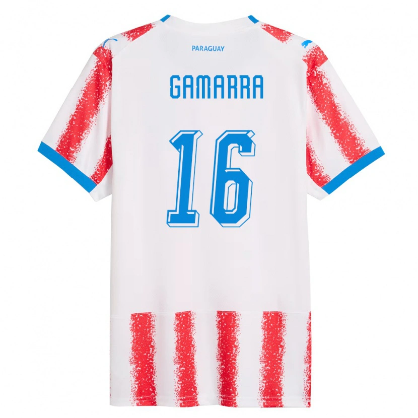 Danxen Niño Camiseta Paraguay Ariel Gamarra #16 Blanco Rojo Azul 1ª Equipación 26-28 La Camisa México