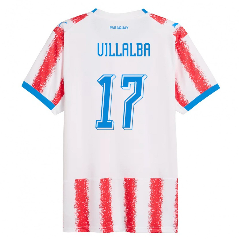 Danxen Niño Camiseta Paraguay Rodrigo Villalba #17 Blanco Rojo Azul 1ª Equipación 26-28 La Camisa México