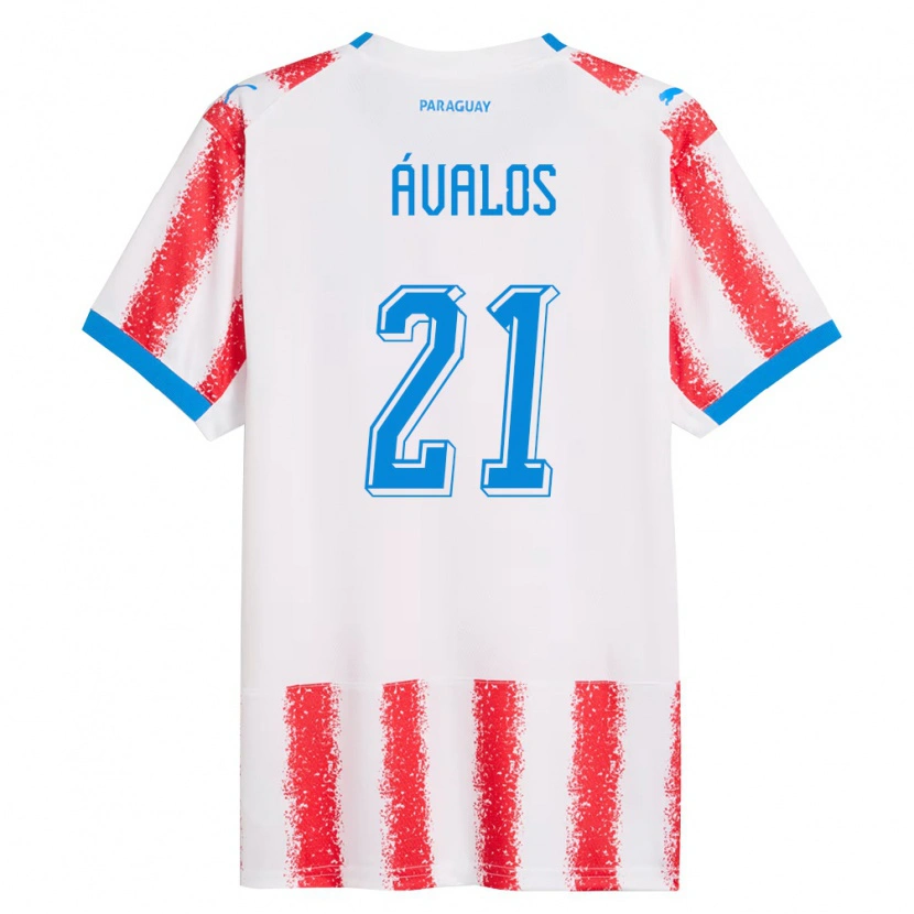 Danxen Niño Camiseta Paraguay Gabriel Ávalos #21 Blanco Rojo Azul 1ª Equipación 26-28 La Camisa México