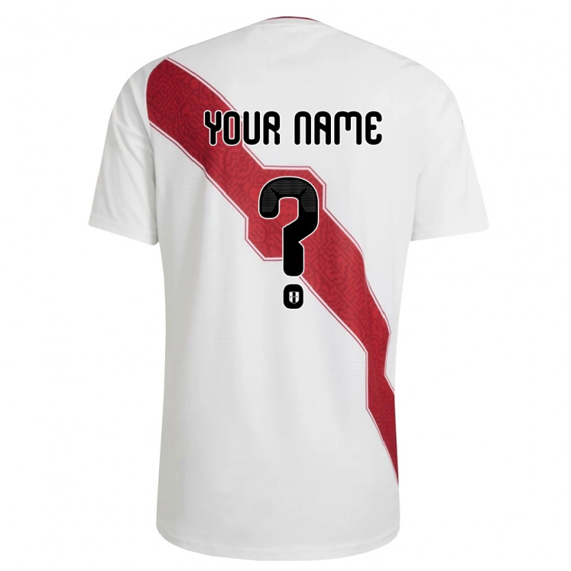 Danxen Niño Camiseta Perú Su Nombre #0 Blanco Rojo Negro 1ª Equipación 26-28 La Camisa México