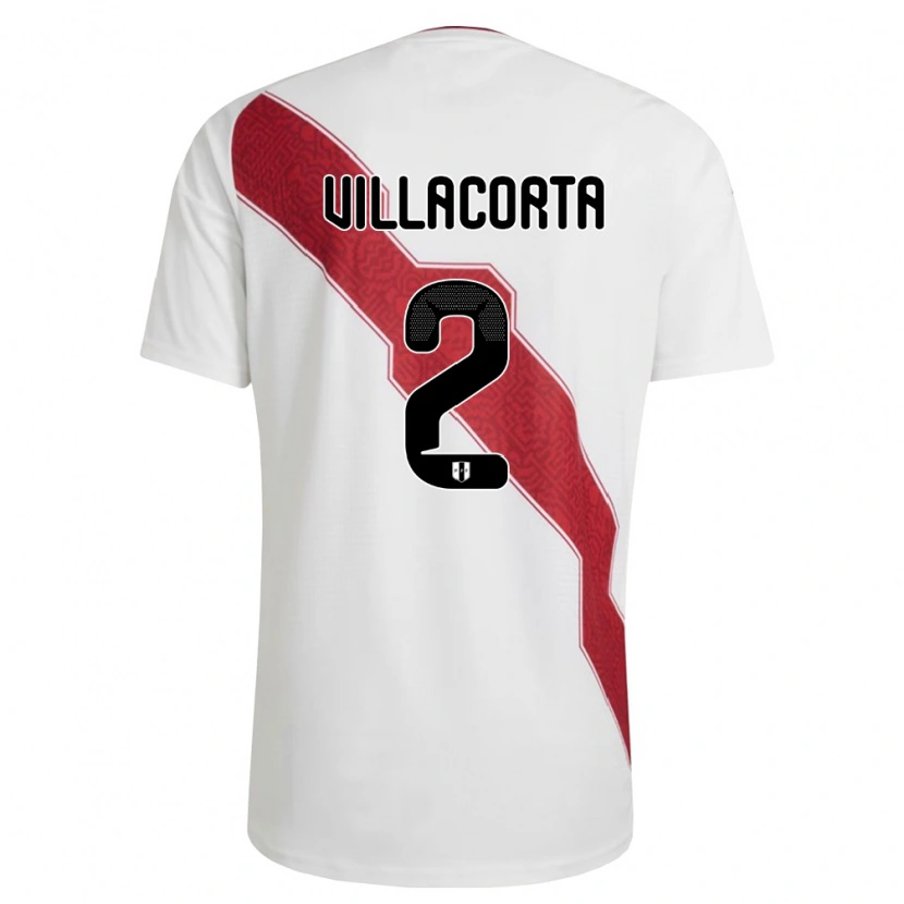 Danxen Niño Camiseta Perú Anderson Villacorta #2 Blanco Rojo Negro 1ª Equipación 26-28 La Camisa México