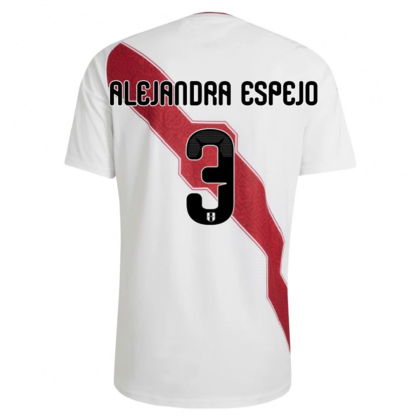 Danxen Niño Camiseta Perú María Alejandra Espejo #3 Blanco Rojo Negro 1ª Equipación 26-28 La Camisa México