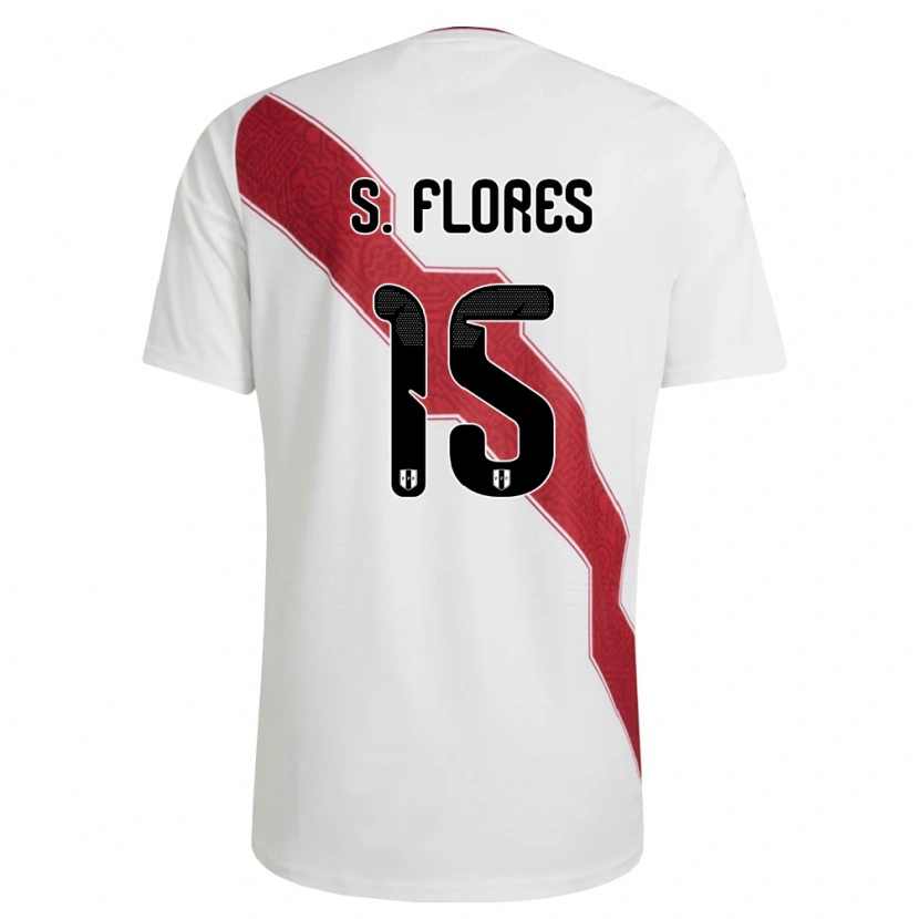 Danxen Niño Camiseta Perú Scarleth Flores #15 Blanco Rojo Negro 1ª Equipación 26-28 La Camisa México
