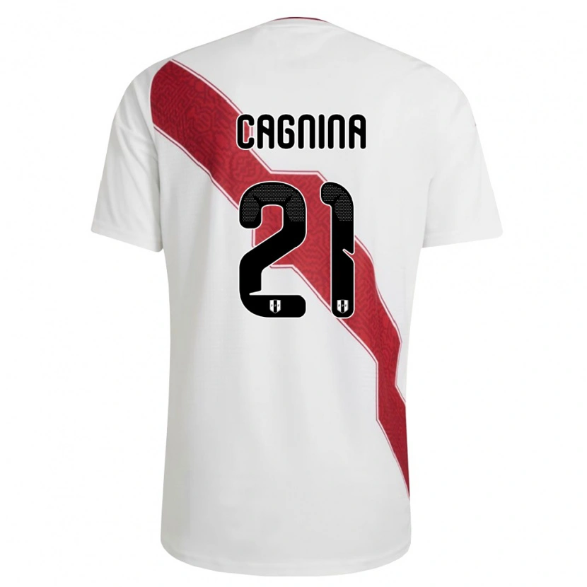 Danxen Niño Camiseta Perú Grace Cagnina #21 Blanco Rojo Negro 1ª Equipación 26-28 La Camisa México