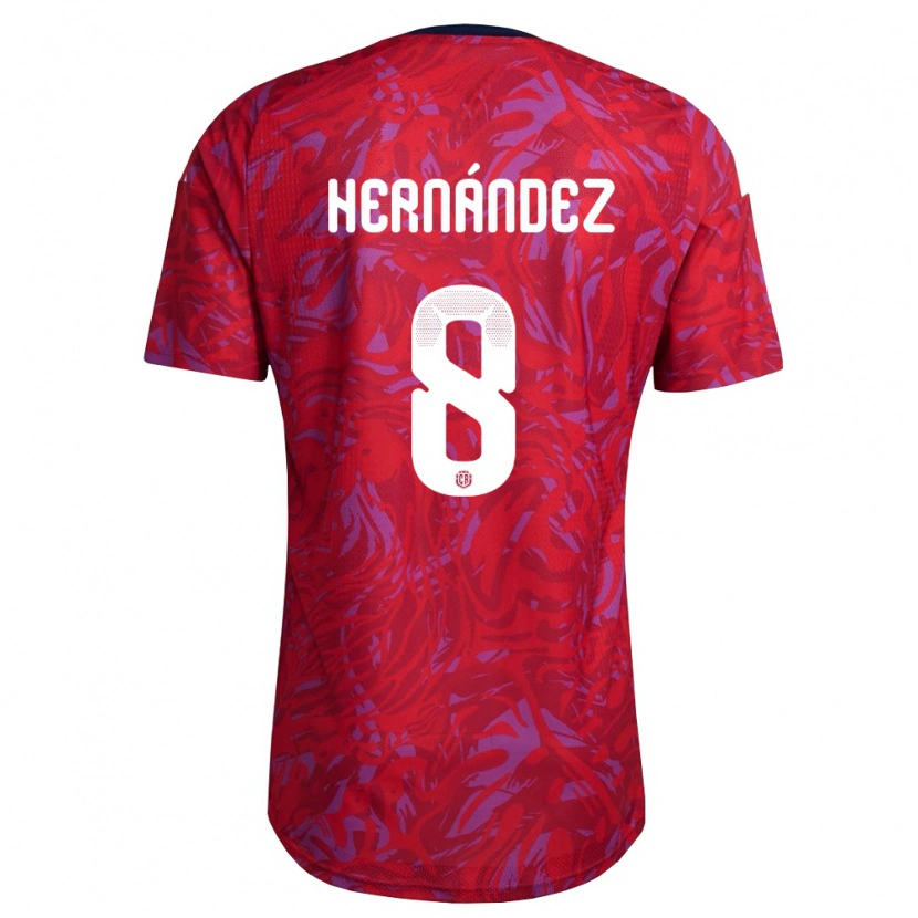 Danxen Niño Camiseta Costa Rica Emmanuel Hernández #8 Rojo Púrpura Marino 1ª Equipación 26-28 La Camisa México