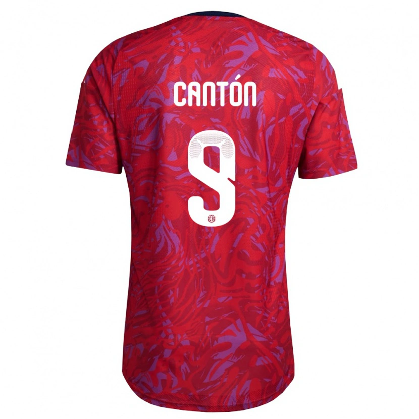 Danxen Niño Camiseta Costa Rica Sebastián Cantón #9 Rojo Púrpura Marino 1ª Equipación 26-28 La Camisa México