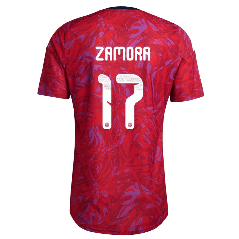 Danxen Niño Camiseta Costa Rica Mariano Zamora #17 Rojo Púrpura Marino 1ª Equipación 26-28 La Camisa México