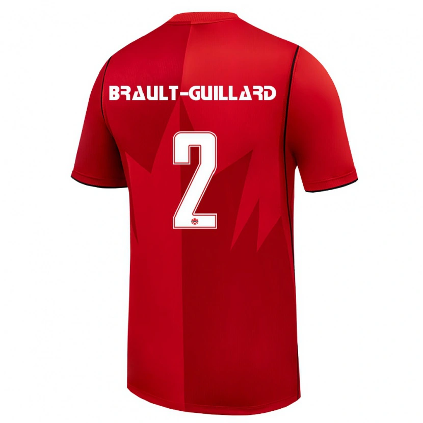 Danxen Niño Camiseta Canadá Zachary Brault-Guillard #2 Rojo Blanco 1ª Equipación 26-28 La Camisa México