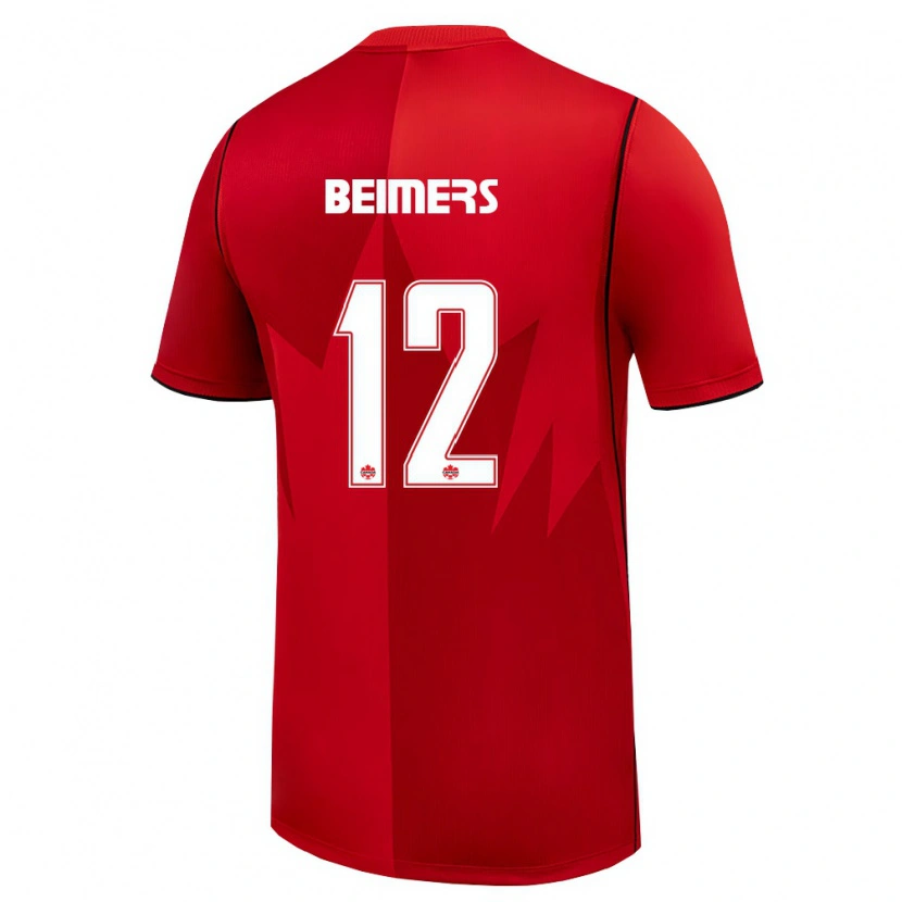 Danxen Niño Camiseta Canadá Milo Beimers #12 Rojo Blanco 1ª Equipación 26-28 La Camisa México