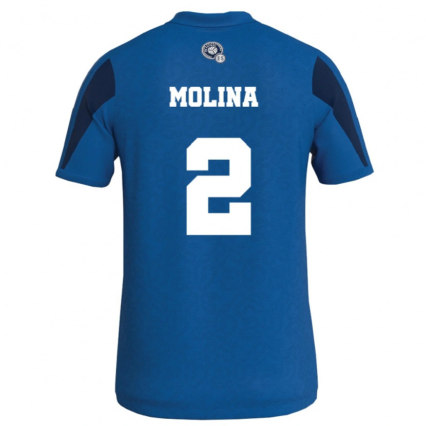 Danxen Niño Camiseta El Salvador William Molina #2 Azul Marino 1ª Equipación 26-28 La Camisa México