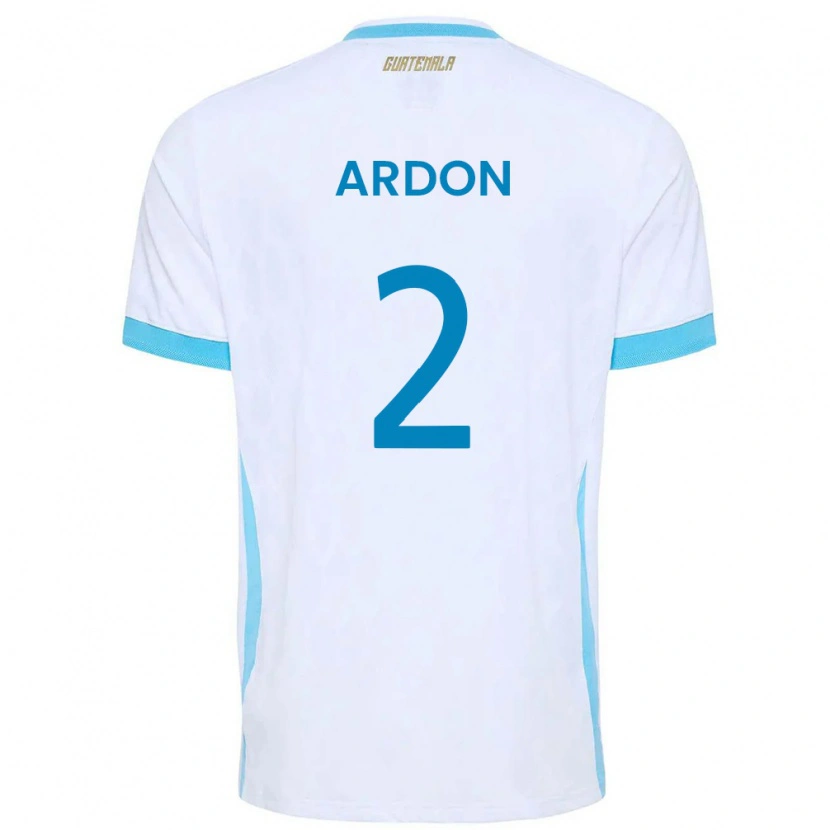 Danxen Niño Camiseta Guatemala José Ardón #2 Blanco Azul Cielo Oro 1ª Equipación 26-28 La Camisa México