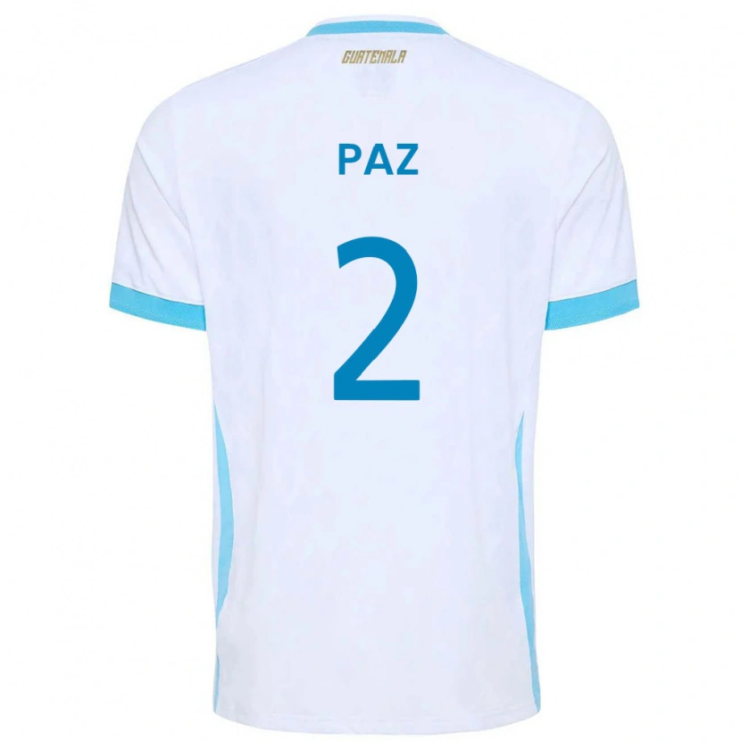 Danxen Niño Camiseta Guatemala Wálter Paz #2 Blanco Azul Cielo Oro 1ª Equipación 26-28 La Camisa México