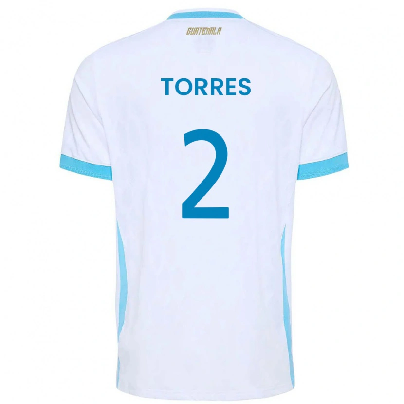 Danxen Niño Camiseta Guatemala Nicolás De Jesús Torres #2 Blanco Azul Cielo Oro 1ª Equipación 26-28 La Camisa México