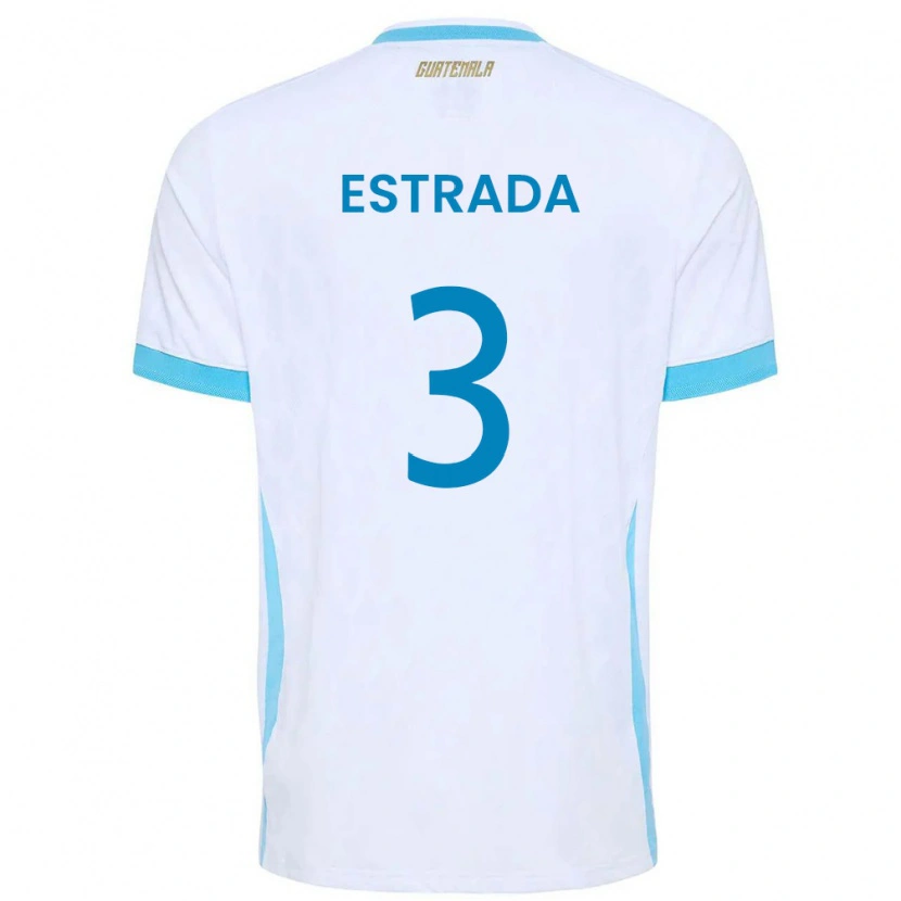Danxen Niño Camiseta Guatemala Carlos Estrada #3 Blanco Azul Cielo Oro 1ª Equipación 26-28 La Camisa México
